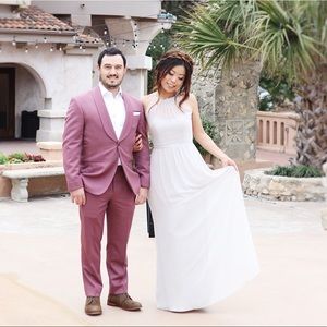 Bella Bridesmaids High Neck Grey Chiffon Gown